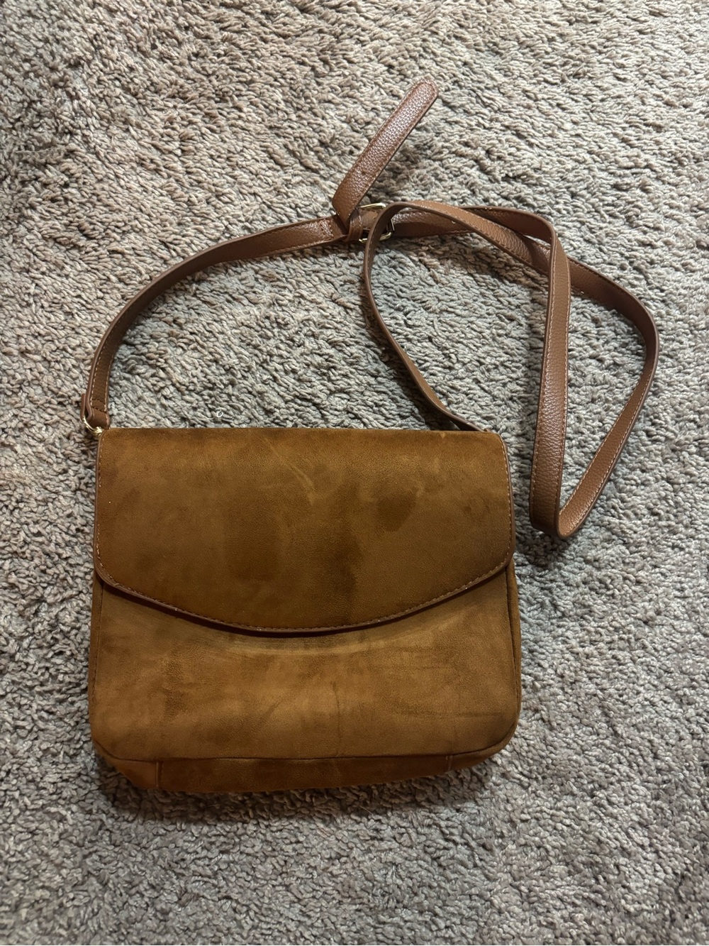 ‼️4 for $10‼️ Suede Brown Crossbody Bag with Adjustable Strap